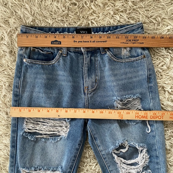 Vici P.O.L premium denim medium wash distressed raw hem jeans size small - Picture 4 of 16